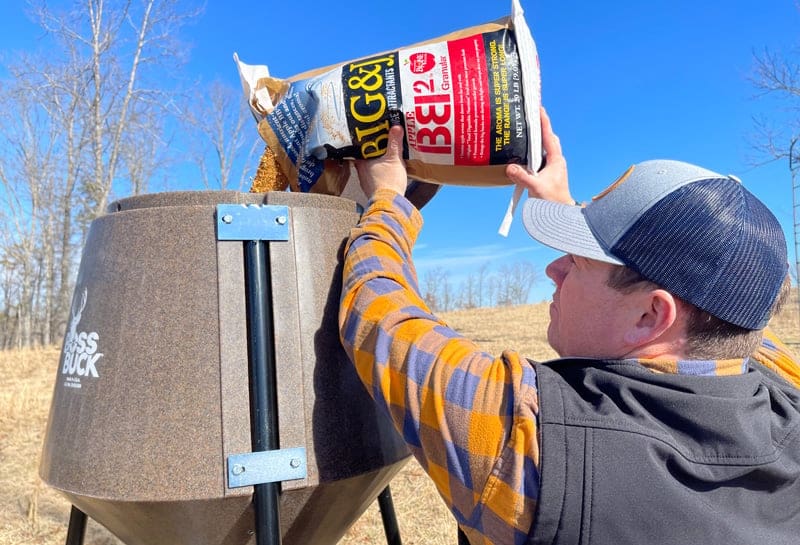 pouring deer food